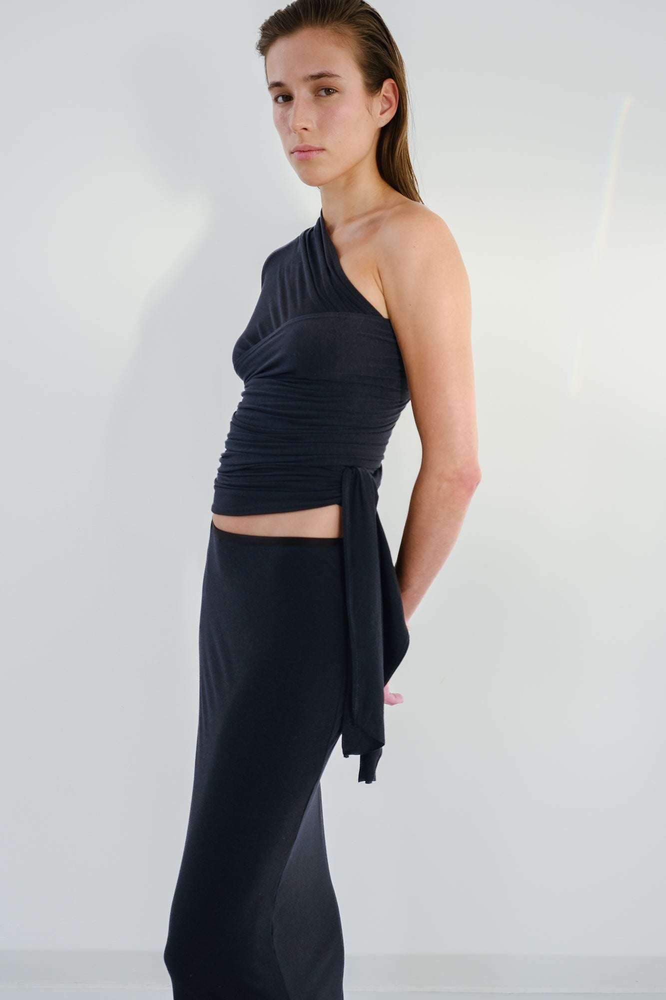 Wrap Long Sleeve Top - Black