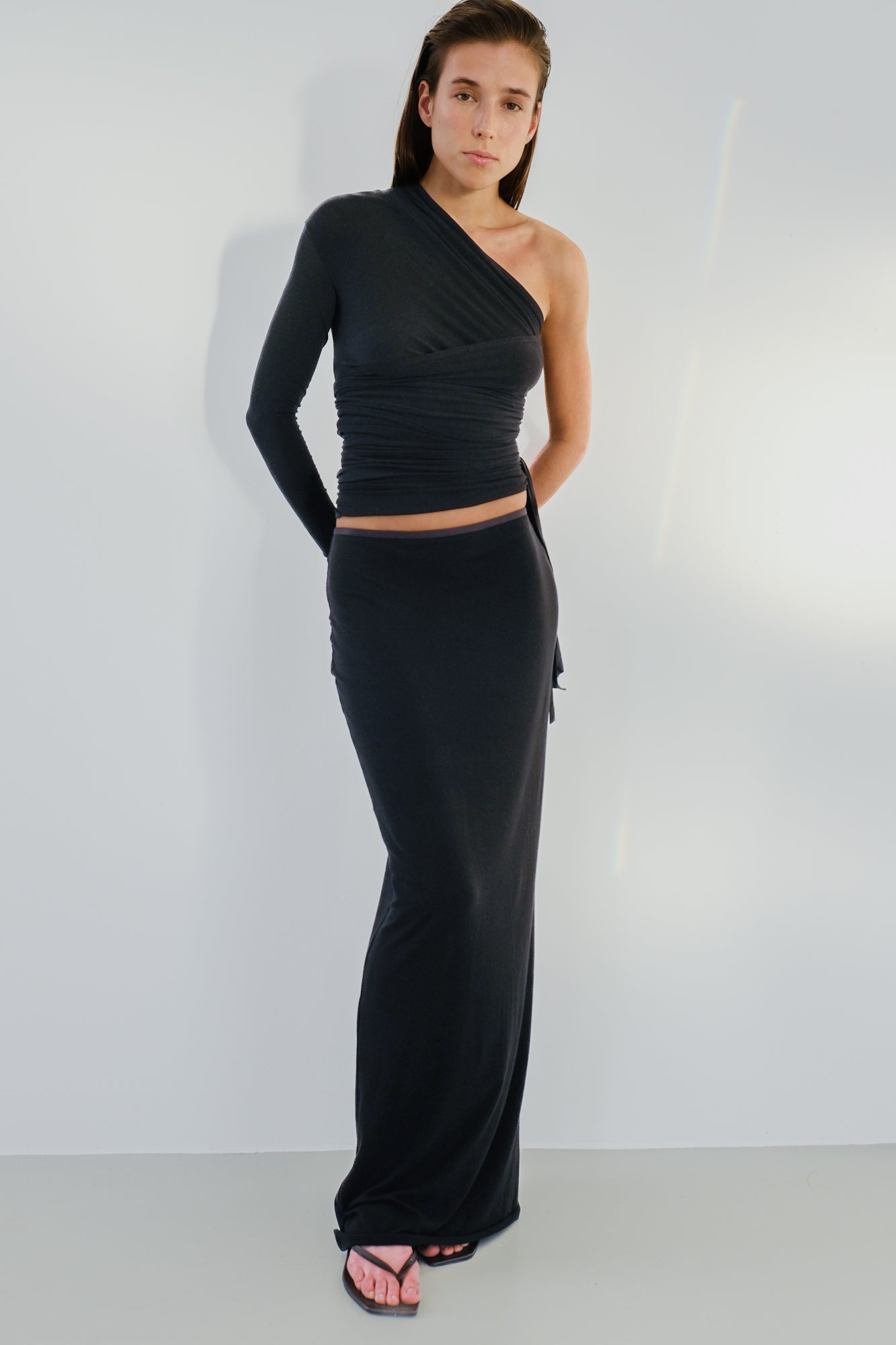 Wrap Long Sleeve Top - Black