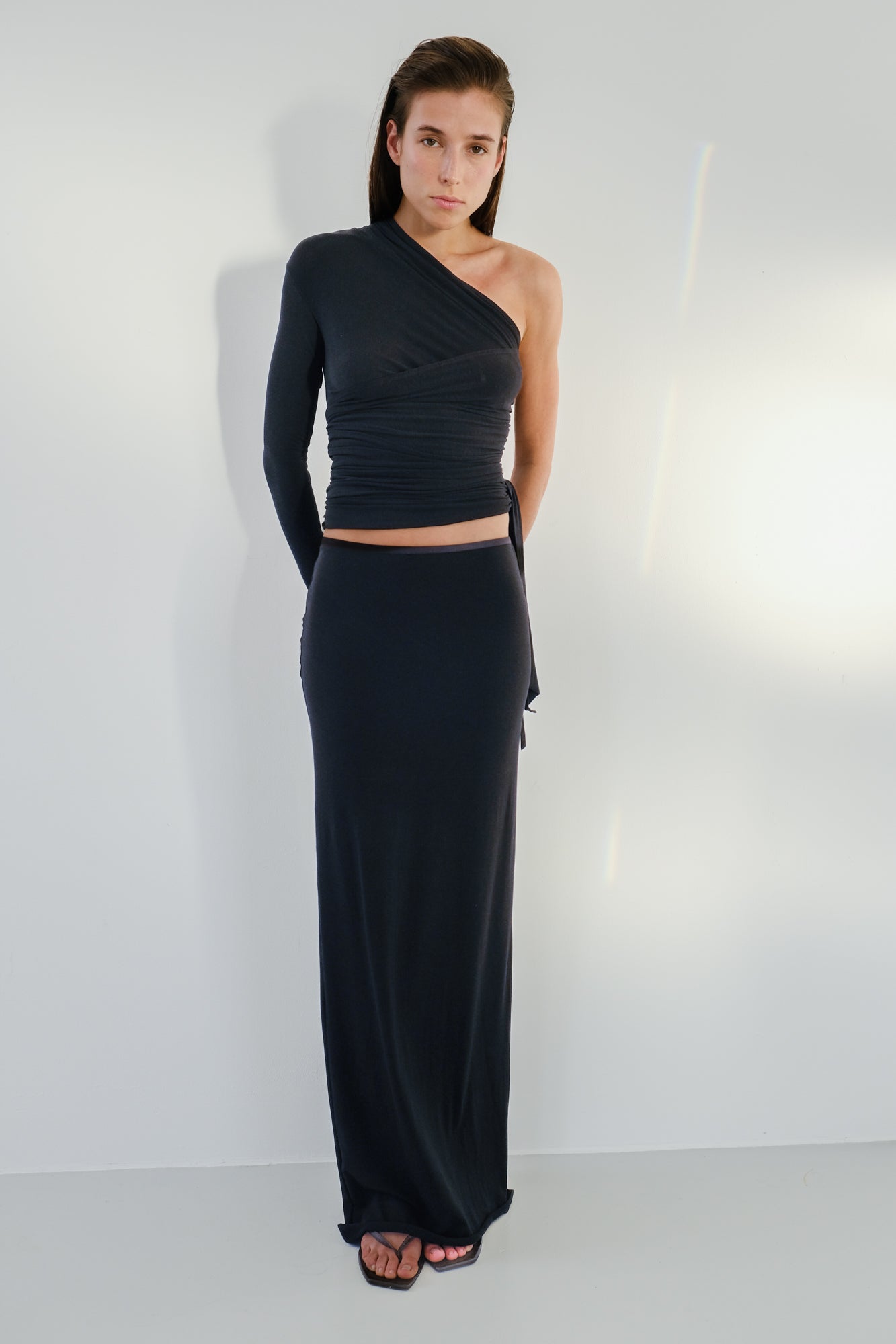 Wrap Long Sleeve Top - Black