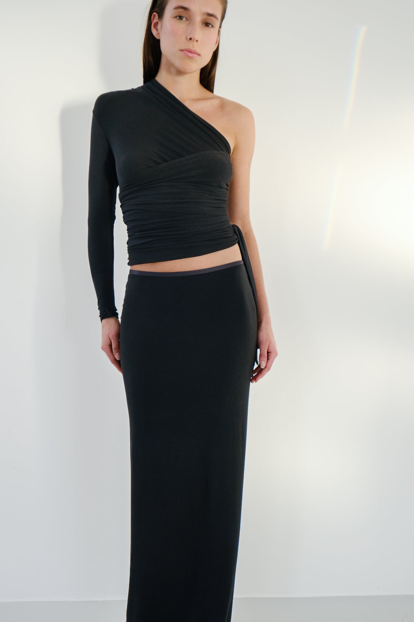 Wrap Long Sleeve Top - Black