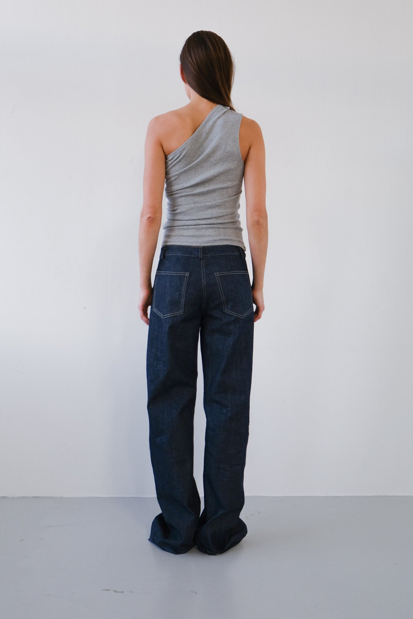 One Shoulder Tank - grey melange