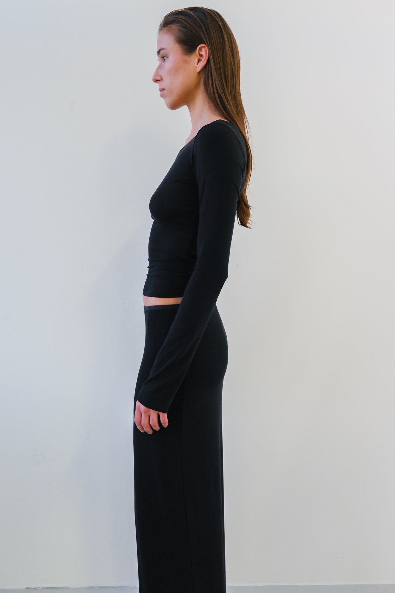 Boatneck Long Sleeve Top - black