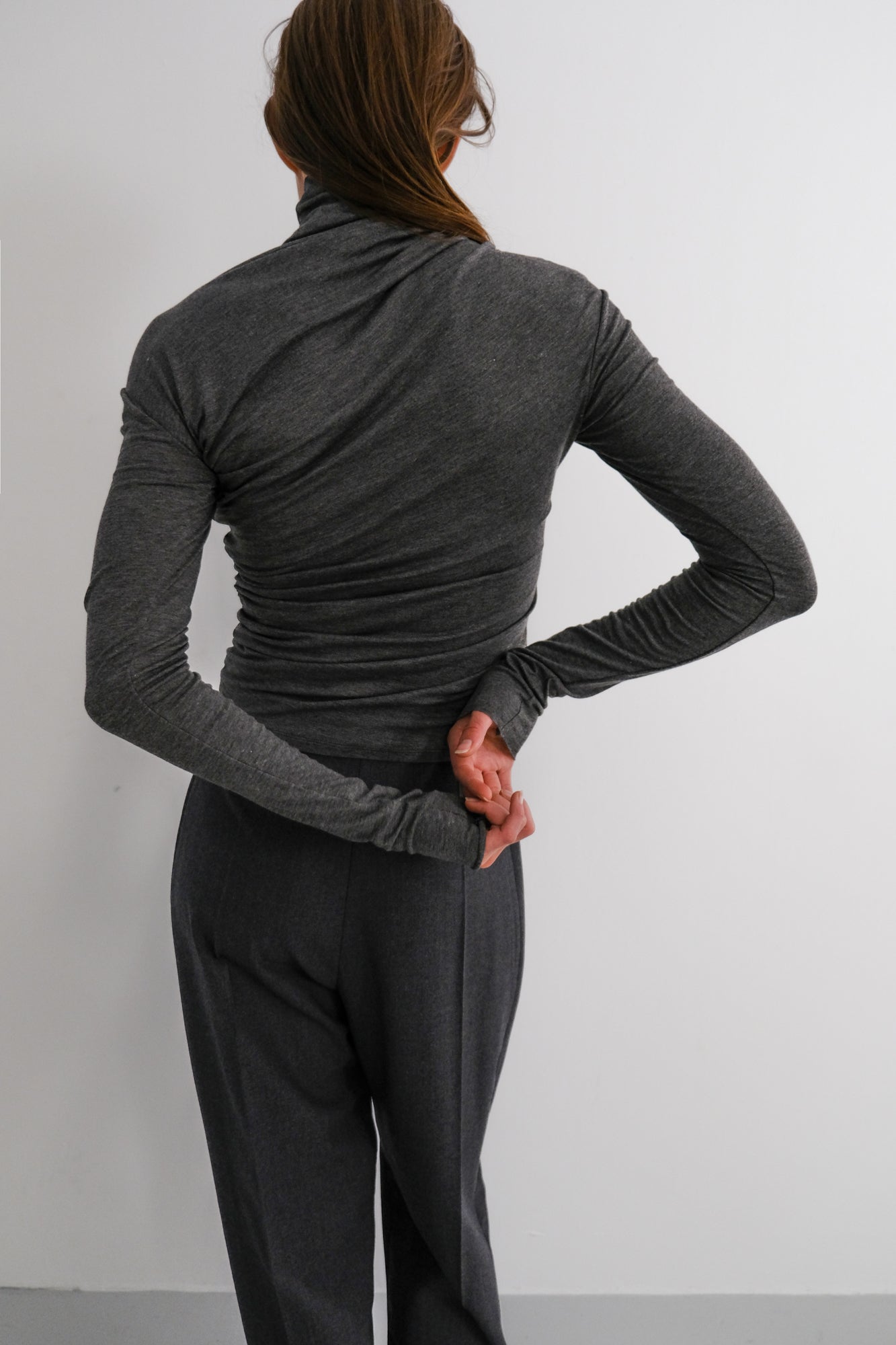 Draped Turtleneck - grey melange