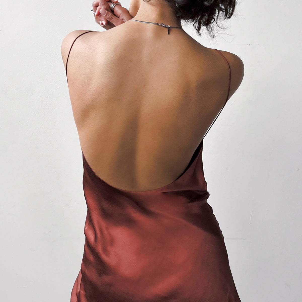 backless satin dress Backless Short Slipdress - Red