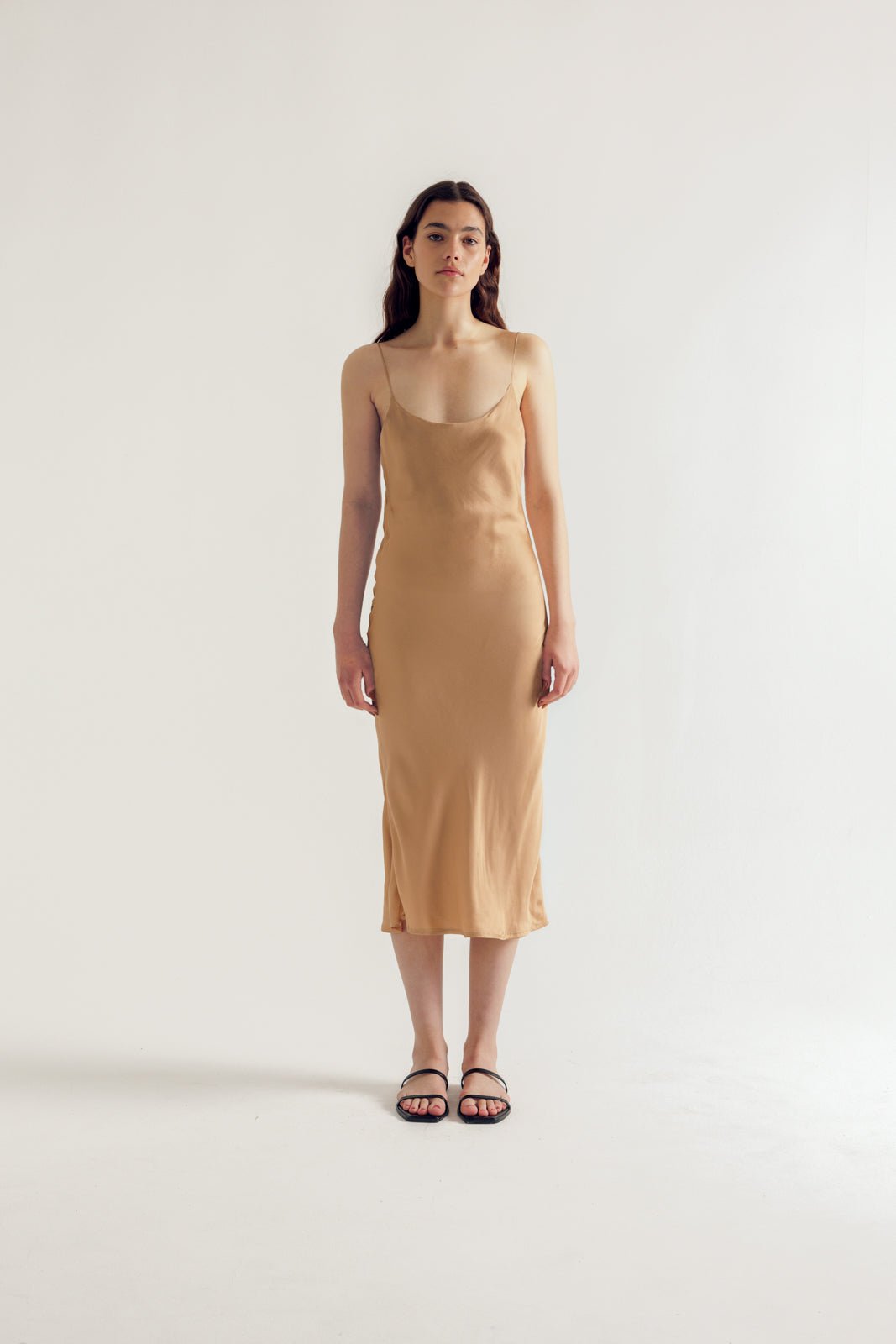 Backless Long Slip Dress - Bronze - STUDIO MATIS